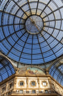 Glass dome roof and frescoes in the Galleria Vittorio Emanuele II