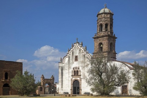 16th century Church of San Francisco in the monastery complex at the village Tzintzuntzan on the shore of Lake Patzcuaro