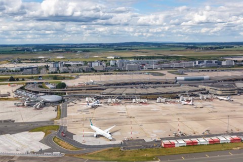Aerial view of Terminal 2 of Paris Charles de Gaulle