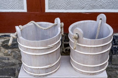 Handmade wooden buckets