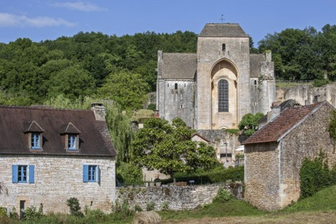 The medieval village Saint-Amand-de-Coly with its fortified Romanesque abbey church