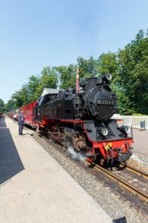 Steam train of the Baederbahn Molli railway Steam locomotive in Heiligendamm