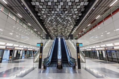 Metro Singapore underground at Woodlands North underground station on the Thomson East Coast Line in Singapore