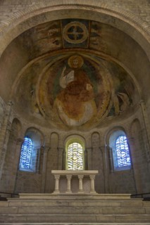 Western apse with its late 12th C. fresco of Christ in Glory in the Nevers Cathedral