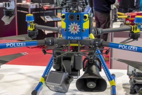 A small police drone with additional equipment