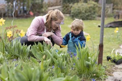 Mother and child in the garden