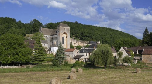 The medieval village Saint-Amand-de-Coly with its fortified Romanesque abbey church