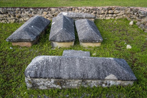 Sarcophagi among remains of the 5th century Early Christianity