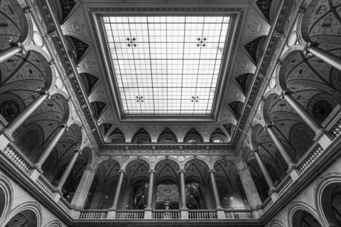 Skylight and round arches in the University of Applied Arts and Museum