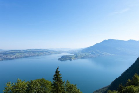 Aerial View over Lake Lucerne and Mountain in Burgenstock