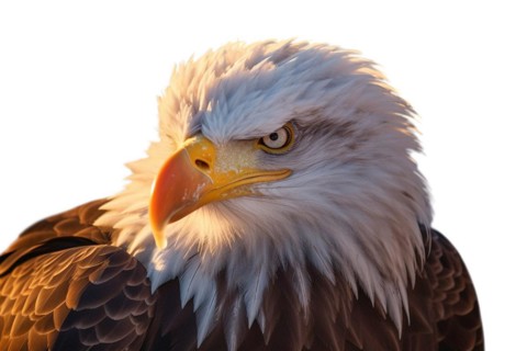 Close-up of an american bald eagle head isolated on a white background