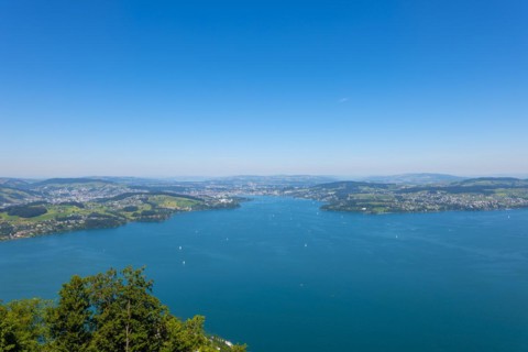 Aerial View over Lake Lucerne and Mountain in Burgenstock
