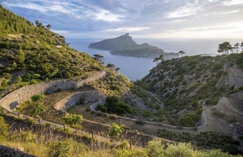 Mountains and coast with sea