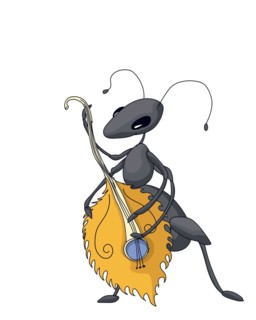 Cute ant playing bass