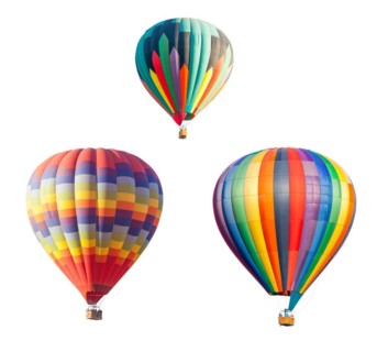 Set of hot air balloons isolated of a white background