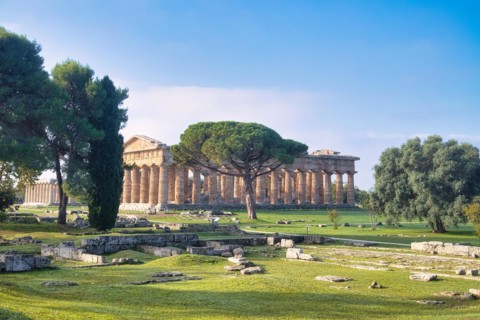 The ancient Doric Greek Temple of Hera of Paestum built in about 460-450 BC. Paestum archaeological site