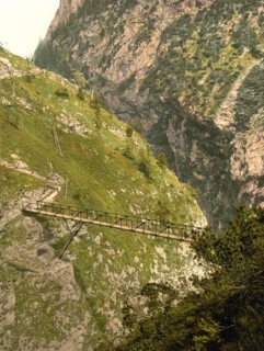Bridge in the Hoellentalklamm gorge in Upper Bavaria