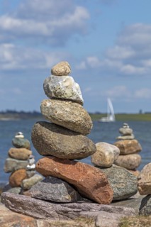 Stone tower at the northernmost tip of the German mainland with a view of Denmark