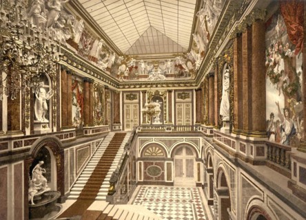 The main staircase in Herrenchiemsee Palace in Upper Bavaria