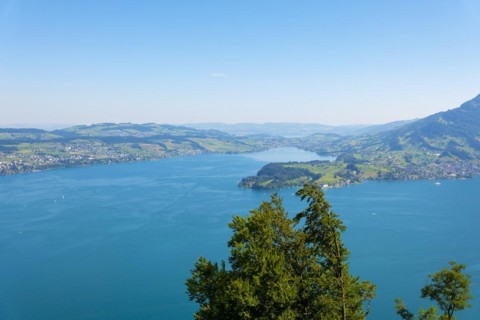 Aerial View over Lake Lucerne and Mountain in Burgenstock