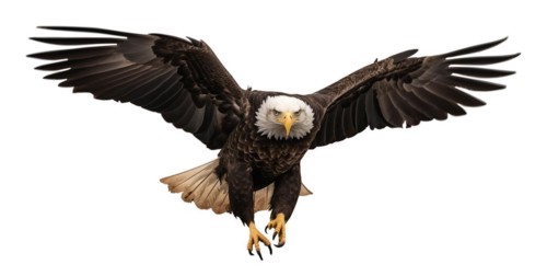 American bald eagle in flight isolated on a white background