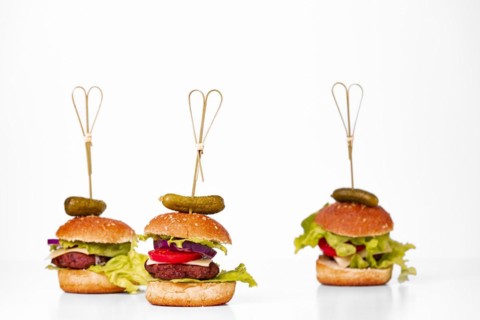Group of small vegetarian hamburgers