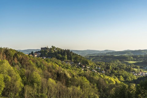 View of the Odenwald and the village of Lindenfels