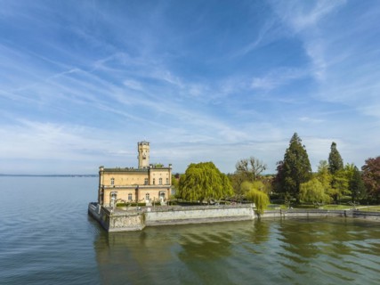 Aerial view of Montfort Castle on the shore of Lake Constance