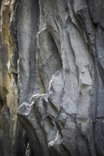 Rock formations of basalt and lava rock in the river park Gole dell' Alcantara