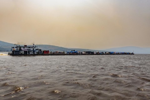Giant riverboat on the Congo river