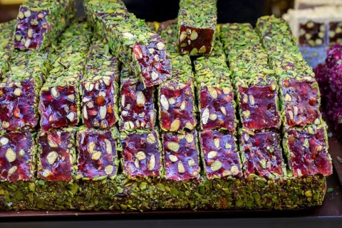 Load of traditional turkish delight lokum candy