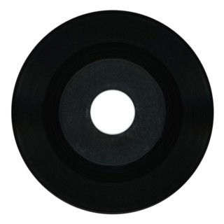 Black vinyl record with blank label over white