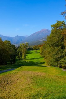 Golf Course Menaggio with Mountain View in Autumn in Lombardy