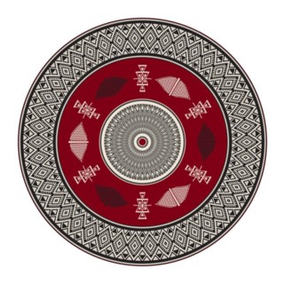 Tunisian embroidery inspired round design element