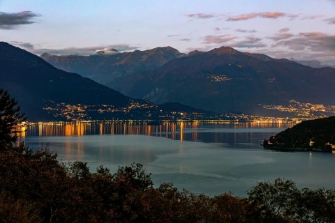 View from Cannobio to Ascona and Locarno at night