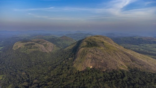 Aerial of the granite mountains in Central Guinea