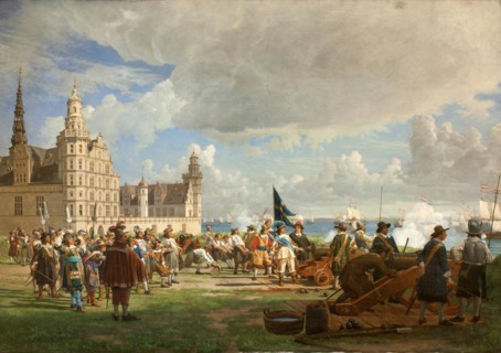 The Dutch fleet under Admiral Opdam passing the Sound on 29 October 1658 during the Swedish War of 1657-60