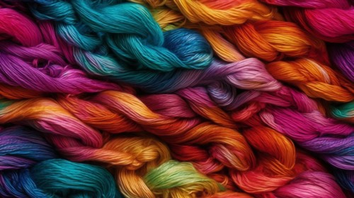 Truly seamless tile of colorful knitting yarn and string background