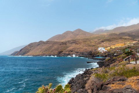 Beautiful coast of the village of La Caleta by the sea in El Hierro