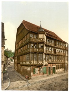 The old town hall and castle in Wernigerode in the Harz Mountains