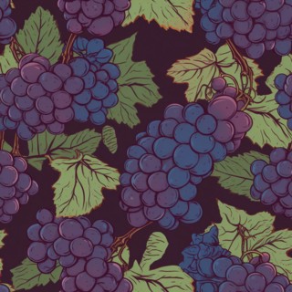 Seamless tile illustration of fresh grapes on the vine