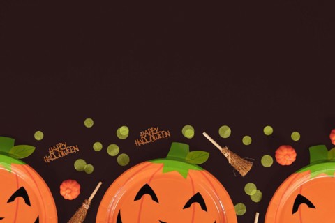 Halloween orange pumpkin paper plates