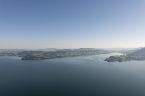 Aerial View over Lake Lucerne and Mountain in Burgenstock