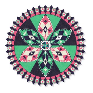 Watercolor Najdi round design element over white background