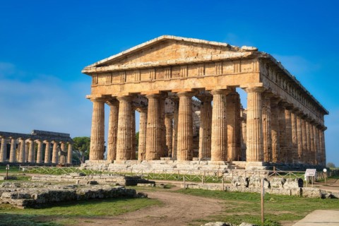 The ancient Doric Greek Temple of Hera of Paestum built in about 460-450 BC. Paestum archaeological site