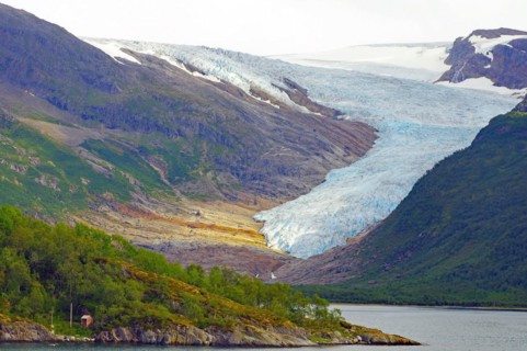 Svartisen glacier tongue and fjord