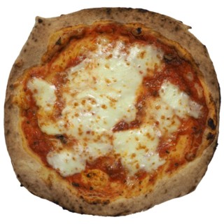 Margherita pizza baked food isolated over white
