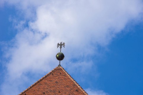 Imperial eagle on the top of one of the towers of the collegiate church of St. Servatius in Quedlinburg