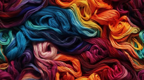 Truly seamless tile of colorful knitting yarn and string background