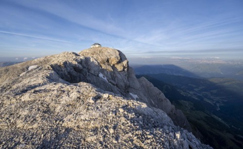 Hochkoenig with Matrashaus mountain hut in the evening light